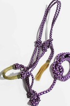 Horse Nylon Rope HALTER Lead Rope Rawhide Noseband Purple Pink Tack Hair... - $27.71