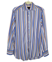 Etro Milano Made In Italy Men&#39;s Size 39 Blue Multi Vertical Striped Dress Shirt - £39.50 GBP