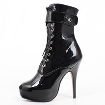 2019 Spring Sexy single boots Lace-Up 15cm High Thin heel 4CM platform ankle sho - £97.25 GBP