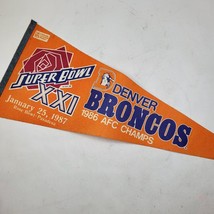 Vintage 1986 Denver Broncos AFC Champions Super Bowl XXI 30” Pennant Bar Flag - £25.28 GBP