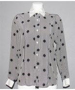 VTG Lilli Ann Circles Stripes Contrast White Collar Cuff Secretary Blous... - $466.66 MXN
