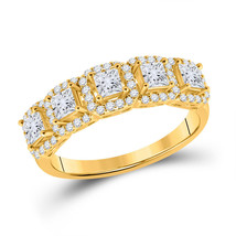 14kt Yellow Gold Womens Princess Diamond 5-Stone Anniversary Ring 1 Cttw - £1,107.69 GBP