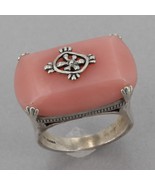 Retired Silpada Hammered Sterling Silver &amp; Pink Soapstone Ring R2205 Siz... - £39.27 GBP