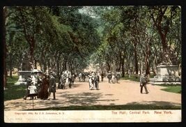 THE MALL;  CENTRAL PARK  New York  * UDB not posted Copyright 1894 peopl... - $5.89