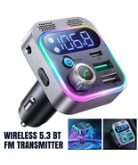 Car Wireless 5.3 Bluetooth FM Transmitter MP3 Player USB Car Charger Ada... - $257.52 MXN