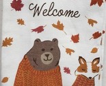 2 Kitchen Towels Set(16x28&quot;)FALL ANIMALS,BEAR &amp; FOX,SWEATER WEATHER,Cuis... - £11.65 GBP