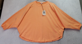 Easel Cropped Top Womens Small Orange 100% Cotton Long Sleeve Crew Neck Casual - £13.00 GBP