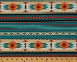 Southwestern Aztec Tucson Turquoise Stripes Cotton Fabric Print by Yard ... - £11.21 GBP