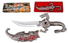 10&quot; Fantasy dragon dagger with gift box (red fitting) - £8.76 GBP