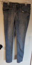 Womens 00S Mossimo Low Rise Skinny Light Blue Wash Distressed Denim Jeans - $18.81