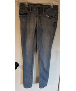 Womens 00S Mossimo Low Rise Skinny Light Blue Wash Distressed Denim Jeans - $25.81 CAD