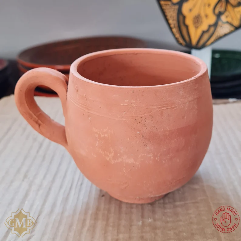 Mug Eco Marocain en Argile Fabriqué à la Main - Lot 2 Pièces - $844.44 MXN