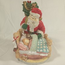 Santa Claus Brings Toys to Child Sleeping in Bed Ceramic Statue Holiday Vintage - £19.67 GBP
