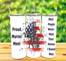 20oz Proud Marine Mom insulated tumbler sliding lid &amp; 2 straws - $19.80