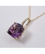 3Ct Cushion Cut Amethyst Solitaire Pendant Solid 14K Rose Gold Finish Si... - £71.38 GBP