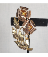 Vintage 1940&#39;s Sterling Silver 925 1/20 12k GF Vermeil Flower Floral Brooch - $1,519.16 MXN