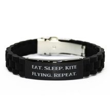 Cool Kite Flying Black Glidelock Clasp Bracelet, Eat. Sleep. Kite, for F... - $19.75