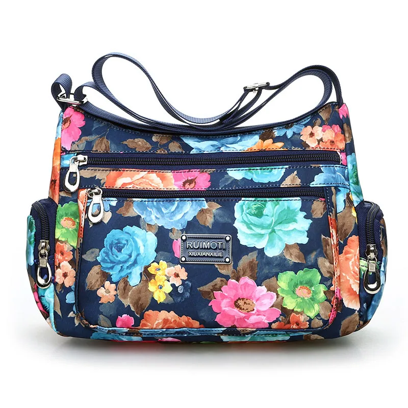 Fashion Floral Pattern Women Messenger Bag High Quality Durable Nylon Shoulder B - £34.36 GBP