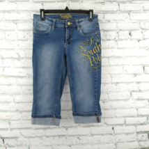 Southpole Jeans Womens Juniors 5 Blue Low Rise Embroidered Cuffed Capri Y2K - $19.99