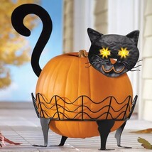 3 Pc. Metal Black Cat Halloween Pumpkin Holder w/ Lighted Eyes - $71.99