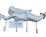 CBK White Wall Coat Towel Hook Mermaid Coastal Nautical Cast Iron w 4 Hooks - $21.07