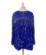 Vintage Sequin Beaded Top Womens Size 20 Cobalt Blue Silver Dressy 3/4 S... - $1,199.43 MXN