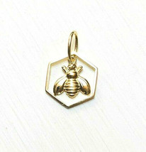 14K gold  Hexagon Bee Charm pendant - £63.07 GBP
