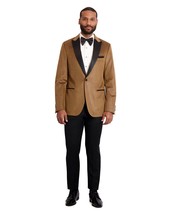 Ike Behar Velvet 1 Button Gold Peak Lapel Tuxedo Jacket Only Slim Fit - £179.13 GBP