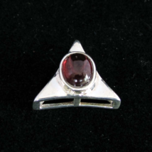 Triangle shaped Sterling silver Gemstone Pendant with a natural Dark Red Garnet  - £23.98 GBP