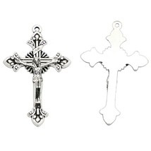 100pcs of 2 Inch Religious Antique Silver Rosary Flared Sunburst Crucifi... - £29.13 GBP