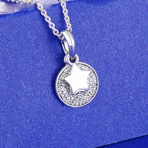 925 Sterling Silver Celebration Stars Necklace with Clear Zircon - $24.66