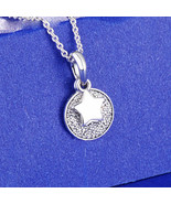 925 Sterling Silver Celebration Stars Necklace with Clear Zircon - $24.66