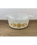 Vtg Pyrex 472B Cinderella Casserole &amp; Lid Butterfly Gold White Dish 1.5 ... - $34.60