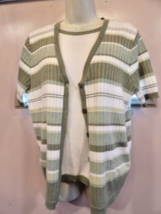 ALFRED DUNNER Mock Two-Piece Sweater Set Medium EUC Green Striped - £11.49 GBP