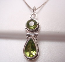 Peridot Faceted Double Gem 925 Sterling Silver Necklace Corona Sun Jewelry d38n - £19.24 GBP