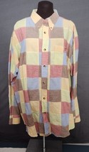 Vintage Orvis Indian Madras Button Down Shirt Color Block Colorful Patchwork L - £39.24 GBP