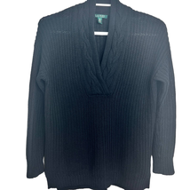 Lauren Ralph Lauren Womens Sweater Black Size M Long Sleeve Cable Knit V... - $39.60
