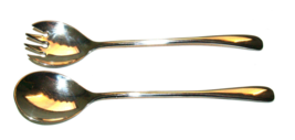 Silver Plated 9 inch Salad Serving Spoon and Spoon Fork - Made in ITALY - $28.45 CAD