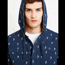 Vans UO Lismore Mens Jacket Palm Tree Blue M - $20.88