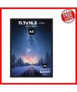 Elegant Black A3 Frame 11.7 x 16.5 inch - Versatile Wall Display with Ha... - $57.16 CAD