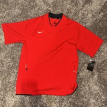 Nike Baseball V-Neck Red Hot S/S Jacket Men&#39;s Size M AH9610-657 NEW Wind... - $49.49