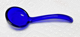 COBALT BLUE GLASS Condiment Mayo Ladle Spoon 5&quot; Curved Handle - $416.23 MXN