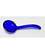 COBALT BLUE GLASS Condiment Mayo Ladle Spoon 5" Curved Handle - $22.28