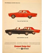 Compact dodge dart six Chrysler Convertible Red black 1964 Vintage Print Ad - $209.83 MXN