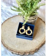 Personal Accents Gold Tone and Rhinestone Dangle Circle Clip On Earrings... - $306.20 MXN
