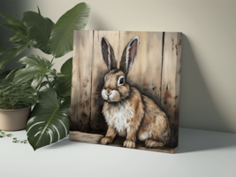 Bunny Painting Canvas Picture Rustic Farmhouse Rabbit Animals Home Decor - £34.02 GBP
