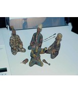 4 Vintage Dung Mud Men Figure Clay Hand made &amp; Painted Early Asian / Mid... - £110.78 GBP