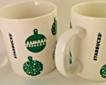 Set of 2 Starbucks 2016 Green White Ornaments Holiday Coffee Mugs - £14.02 GBP