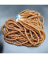 2 vintage old african brown glass  stripes beads 7-9mm beads strand x 2Gift - $44.19 CAD