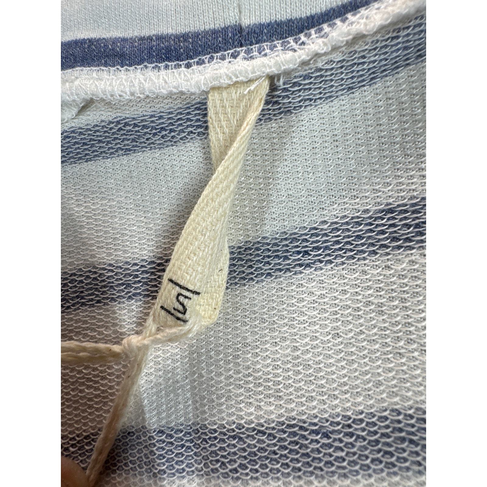 Lanston Shirt Top Blue Striped 3/4 Sleeve Scoop Neck Cotton Rayon Blend Small Item image 4